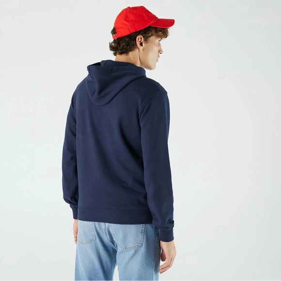 LACOSTE MENS HOODED PRINT SLEEVE FLEECE SWEATSHIRT - Picture 4 of 6